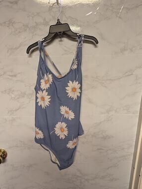 Breaking Waves swimsuit one piece Youth Girls Size 16 Blue White Floral